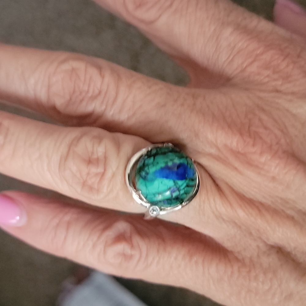 Azurite genuine 925 ss ring...